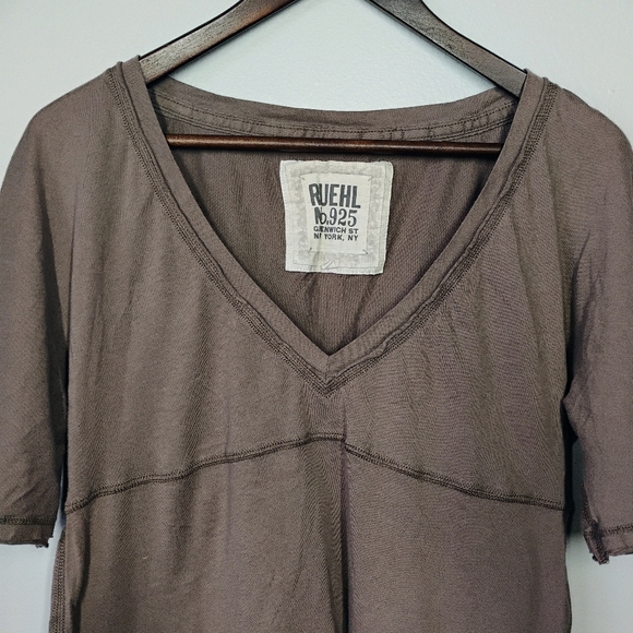 Ruehl Y2K Babydoll Top Brown Short Sleeve Casual School Womens Size Large - Picture 3 of 11